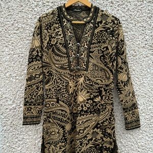 Stunning Embroidered Black and Gold Kurta